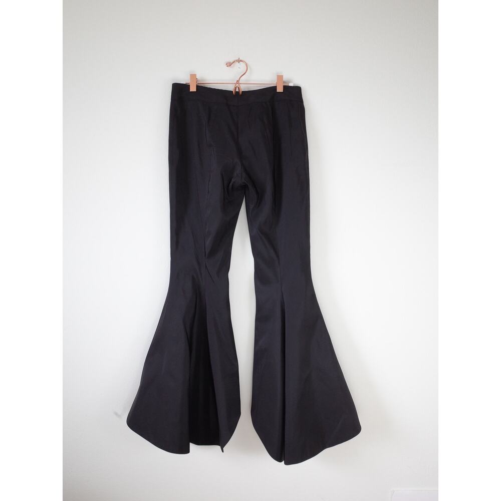 Rosie Assoulin Black Satin Flare Pants 2